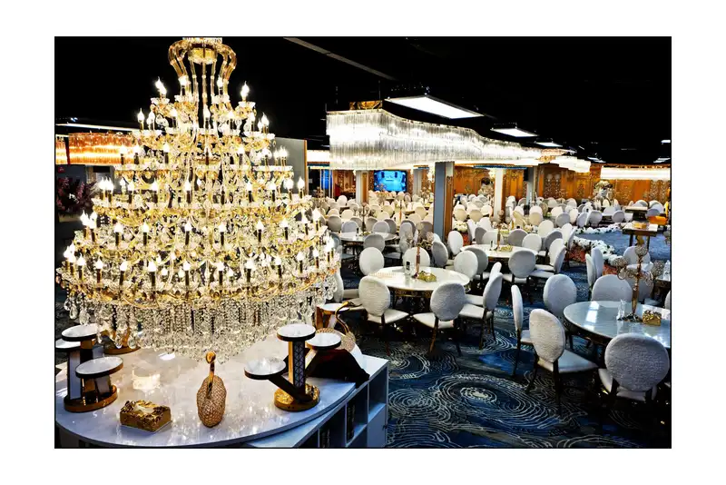 Long tables laid for a dinner
